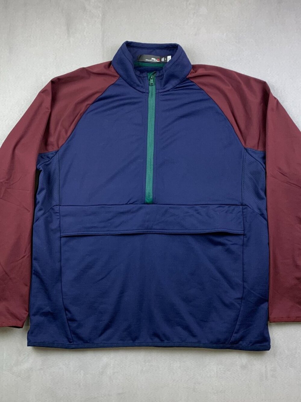 Ralph Lauren RLX Mens Pullover Large Blue Red Colorblock 1/4 Zip Long Sleeve - Picture 1 of 7